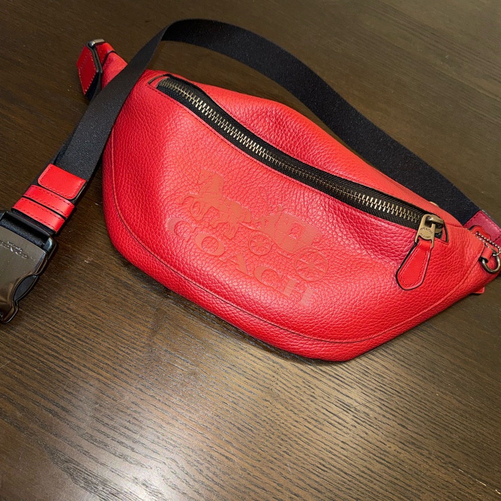 Coach Red Leather Belt Bag